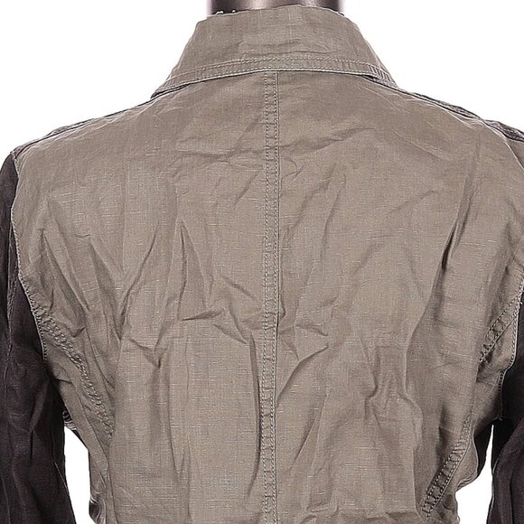 EILEEN FISHER Earthtones Colorblock Off-Side Zip Organic Linen Jacket Size L - Picture 4 of 5